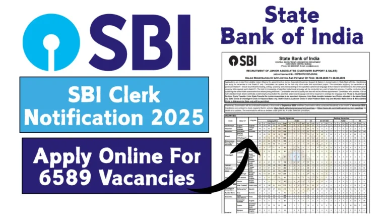 SBI Clerk Notification 2025 Out